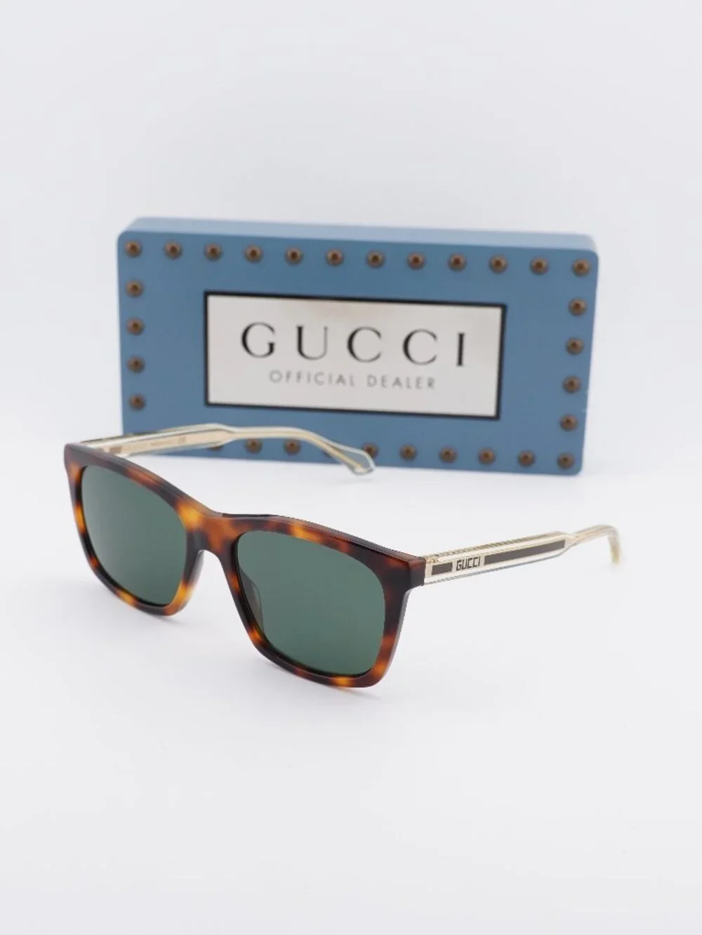 Gucci GG0558S 003 Rectangle Sunglasses – Havana\Green